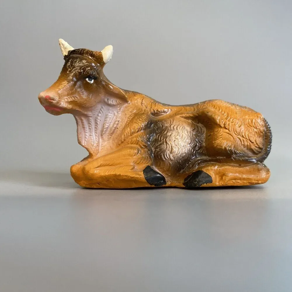 Vintage Nativity Manger Replacement COW Figure Laying Down Christmas 2
